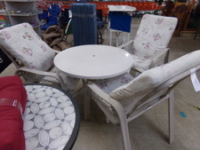 OUTDOOR TABLE with 3 chairs and removable cushions.  
$135.00