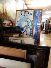 XL Oriental pictures are 7 feet wide!  Electrical lighted pictures.  One is peacocks, the other is lit scene of building and trees.  Hurry - price is a steal!
$15.30