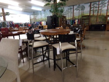WOOD TOP, BLACK PIPE, and 5 bar stools set  
$300.00