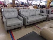 LEATHER!  High quality grey chair and 3-cushion couch.  sold as set.
$675.00
