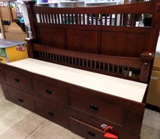 Dark solid wood bed with 6 drawers beneath
$575.00