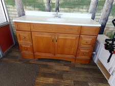 Bathroom vanity.  complete.  5 ft long.  Find in entryway by soda machine
$182.90