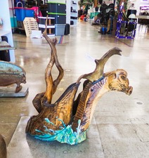 UNUSUAL DRAGON... this is large made of drift wood pieces.  Center is a round platform, like to hold a large planter?  Very unique and at front of store.
$206.30