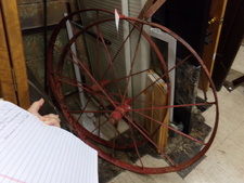 ANTIQUE WHEELS.  These all steel painted red wheels for home, yard, or even BBQ sports bar decor.  Two available at time of posting sold separately
$60.00