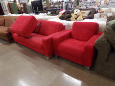 RED AND SOFT!  Couch and chair and Ottoman set
$746.30