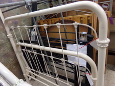 Antique Iron pipe Headboard and Foot board with the iron side rails.  Full size.  Cream color 
$195.00