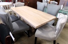 Light wood-look table with 6 grey upholstered chairs
7pc set
$1295.00