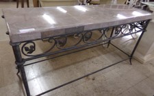 Sofa/entryway table
Base is a grey iron
Top is a lavender-toned marble
$375.00