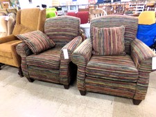 ARM CHAIR  multi colors make it versatile to many rooms.  Each chair comes with matching pillow.  Chairs sold separately.
$175.00