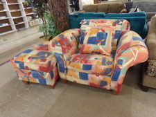 Orange and blue bold colors chair and ottoman set
$125.00
