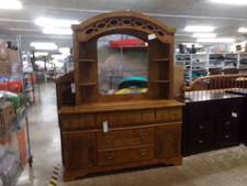 LIGHT WOOD DRESSER, HUTCH TOP MIRROR AND QUEEN SIZE HEADBOARD
$500.00